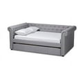 thumbnail image 5 of Baxton Studio Modern Contemporary Solid Wood/MDF Upholstered Queen Daybed with Trundle Gray, 5 of 10