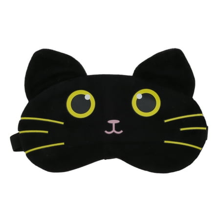 Unique Bargains 1 Pc Portable Cat Sleep Mask for Hotel Black Fleece