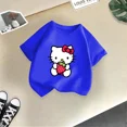 thumbnail image 3 of Bonita camiseta de verano de la marca de dibujos animados de Sanrio Hello Kitty Cate para niñas, camiseta de moda informal de calle, camiseta de cuello redondo para niñas, 3 of 5
