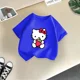 thumbnail image 3 of Bonita camiseta de verano de la marca de dibujos animados de Sanrio Hello Kitty Cate para niñas, camiseta de moda informal de calle, camiseta de cuello redondo para niñas, 3 of 5