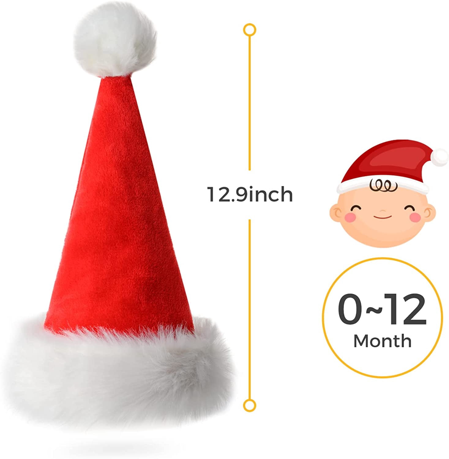 CAREFORM Baby Santa Hat,Baby Christmas Hat,Toddler Santa Claus Hats,Newborn Santa Hat for Baby Girl Boy First Christmas