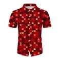 thumbnail image 5 of FINALGANG Mens Short Sleeve Polo Shirt Casual Print Button Front Relaxed Fit Collared Shirt For Summer Beach Vacation Daily Wear Red XXL, 5 of 7