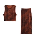 thumbnail image 2 of Autumn New Fashion Casual Retro Sleeveless Knitted Top Skirt Suit Women-Skirt-M, 2 of 7