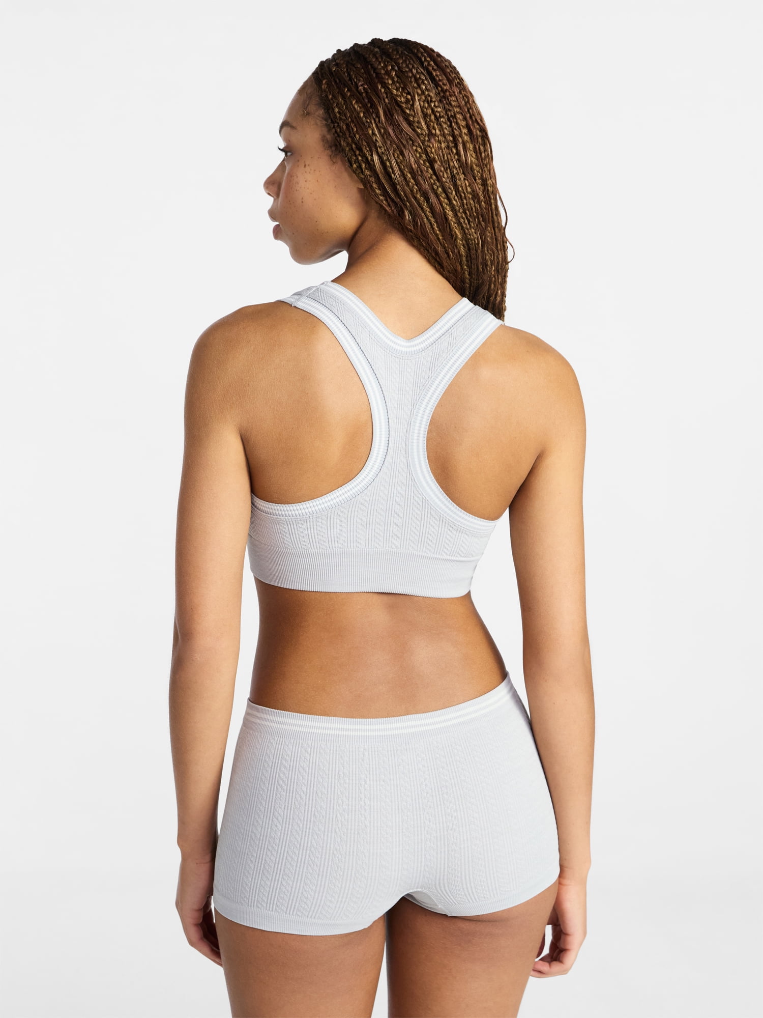 No Boundaries Seamless Racerback Bralette and Boyshort Set, 2-Piece, Women's XS-XXXL