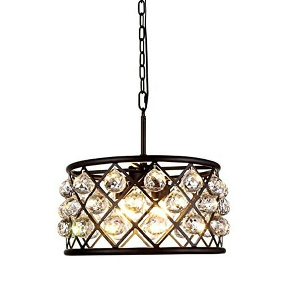 1214 Madison Collection Pendant Lamp D:16in H:9in Lt:4 Mocha Brown Finish Royal Cut Crystal (Clear)