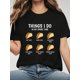 thumbnail image 1 of 1pc Women's Funny Taco Mexican Food Theme T-Shirt - "Things I Do In My Spare Time" Playful Print, Soft Cotton Knit, Loose Fit Casual Tee for Casual Attire, 1 of 5