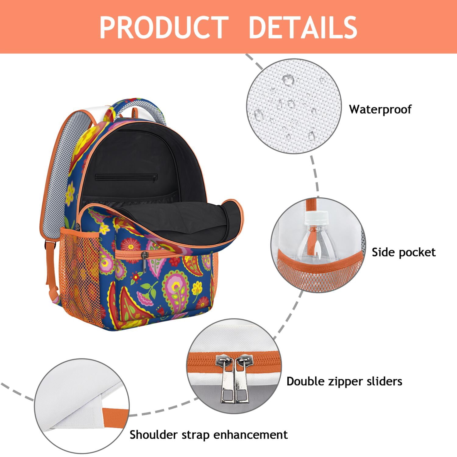 Boho Chic Paisley Backpack - Waterproof & Lightweight Bookbag for College Students & Commuters