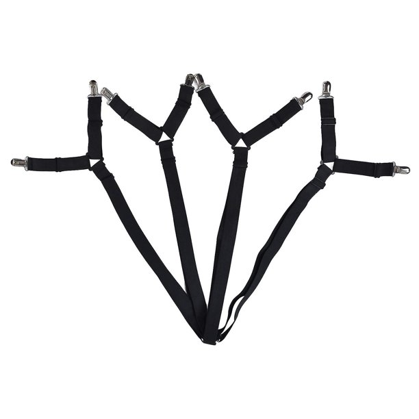 Soporte de sábanas ajustable antideslizante - Clip multifuncional alargado para el hogar (negro)