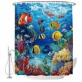 thumbnail image 2 of Shower Curtains for Bathroom, Cartoon Fish Waterproof Fabric Shower Curtain, Blue Colorful Sea Ocean Seagrass Coral Decorative Bathroom Curtain for Bathtub, 36"x72", No Hooks Included, 2 of 9