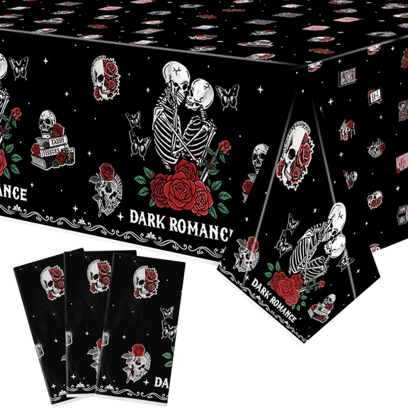 Laffact Dark Romance Theme Tablecloth for Halloween Party,Plastic,3 Counts