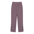 thumbnail image 3 of CUSTG Women Leisure Trousers Summer Straight Leg Elastic High Waist Pants With Pockets Loose Beach Trousers For Daily Wear Holiday Work Pants Women, 3 of 4