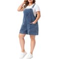 thumbnail image 4 of Agnes Orinda Women's Plus Size Denim Overall Shorts Adjustable Jean Straps Rompers Cropped Jumpsuit with Pocket 3X Grey Blue, 4 of 6