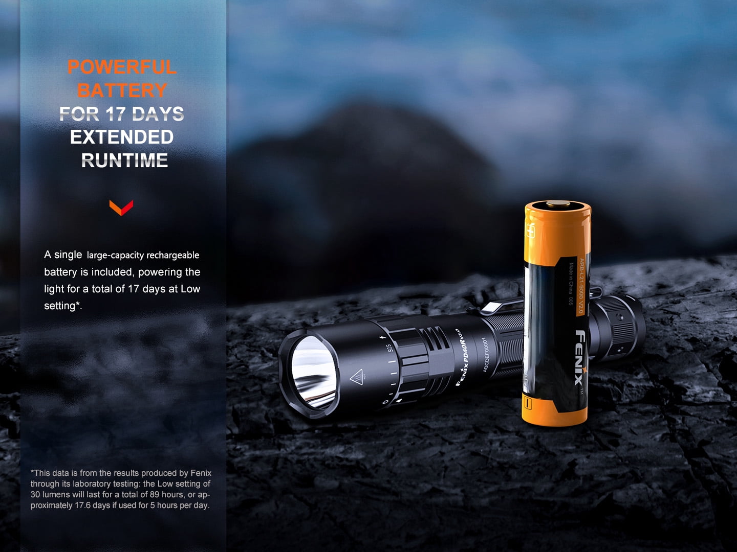 Fenix PD40R v3.0 3000 Lumen USB-C Rechargeable LED Flashlight + Longhorn Tactical Battery Organizer