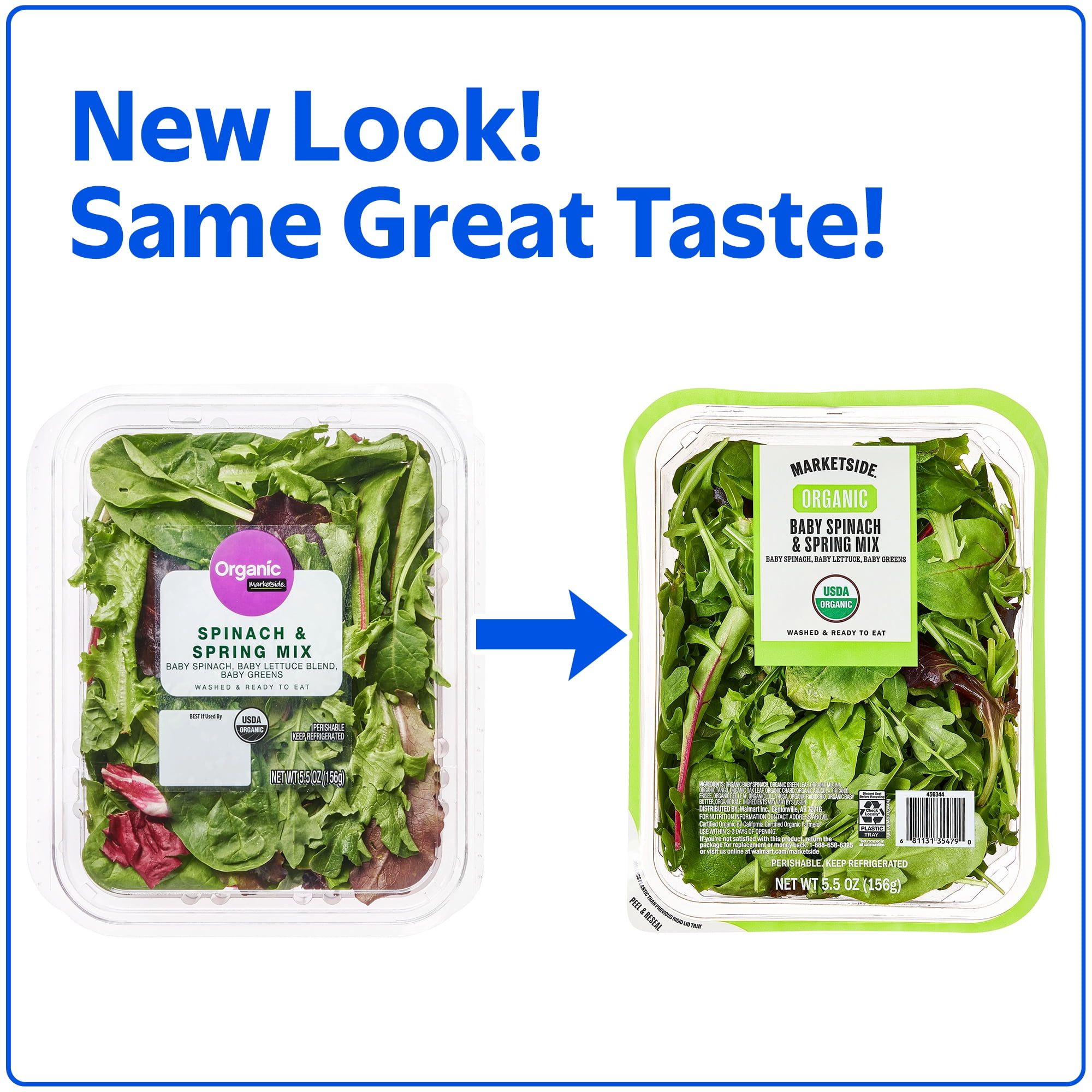 Marketside Organic Fresh Spinach and Spring Mix, 5.5 oz