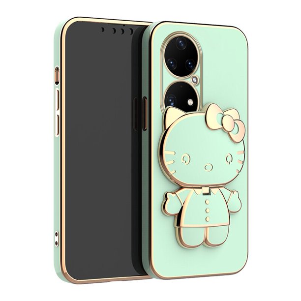 Funda de teléfono magnética P50 con dibujos animados de gato, MakingUp, soporte de espejo, para Huawei P50, P60, P40, P30 Pro Lite, 5G, Funda trasera chapada zhangmengya LED