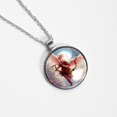 thumbnail image 4 of Cupid Glass Design Circular Pendant Necklace - Elegant Statement Piece for Women, 4 of 5