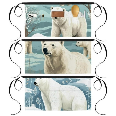 

Polar Bear Gardening Short and Waitress Apron with 3 Pockets Printed