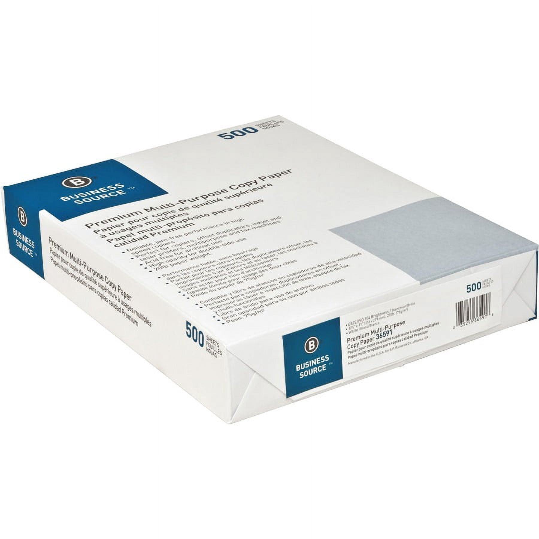 Business Source Multipurpose Copy Paper - 92 Brightness - Letter - 8 1/2" X 11" - 20 Lb Basis Weight - 5000 / Carton