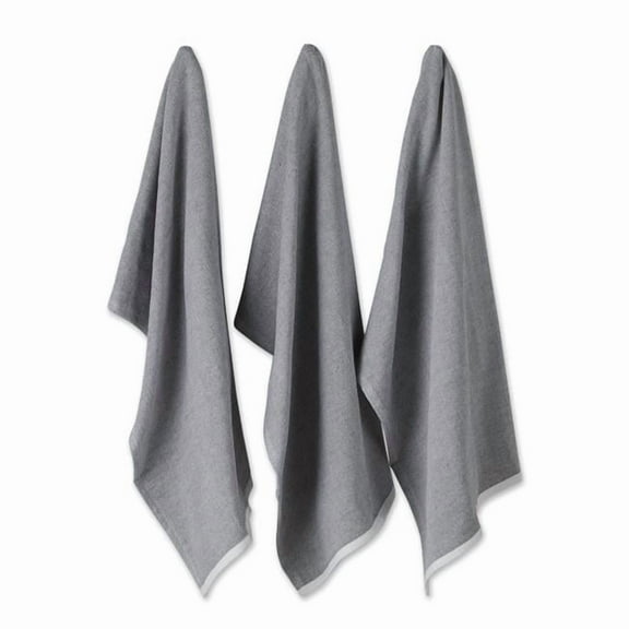 18 x 28 in. French Terry Dishtowel, Mineral Gray Chambray Solid - 3 Piece