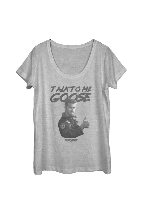 Women's Top Gun Talk to Me Goose Thumbs Up Scoop Neck