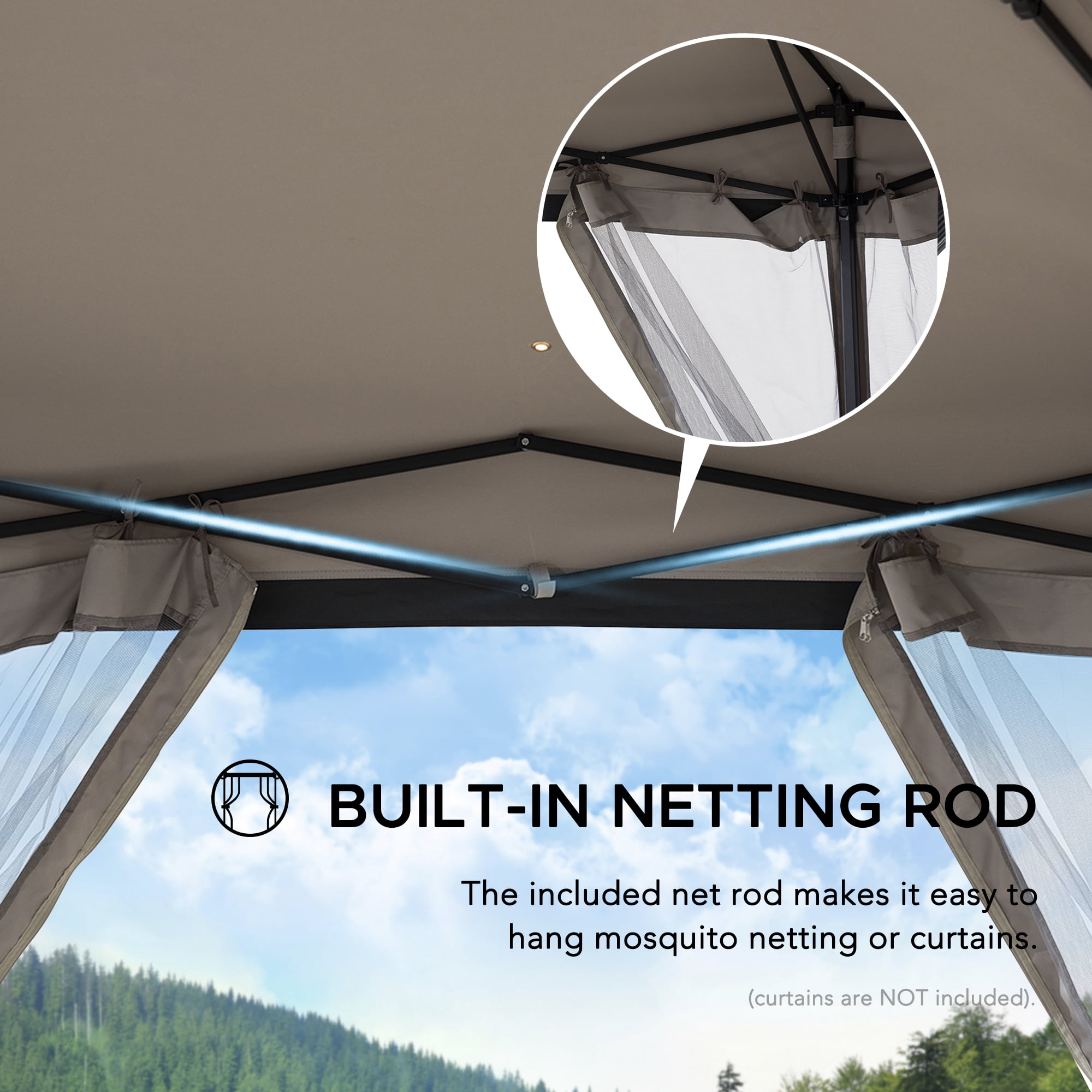 Sunjoy 11x11 ft. Pop Up Gazebo, 2-Tone Portable Canopy/Tent, Outdoor Hexagon Steel Frame Soft Top Gazebo, Mesh Sidewalls and Carry Bagcluded, Gray & Black