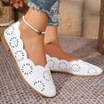 thumbnail image 6 of RUIYANQI Women's Perforated Ballet Flats Scalloped Edge Round Toe Slip On Casual Shoes Multi Color Comfortable Dressy Flats For Daily Wear White Women Sandal, 6 of 9