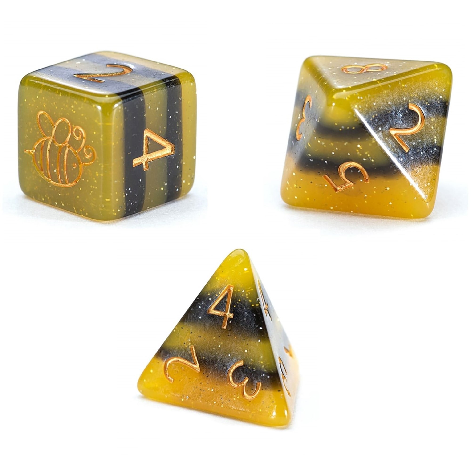 Sui Generis Electric Bumble Bee Dice Set, 7 Pieces