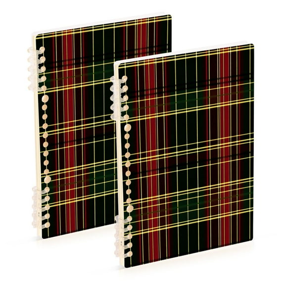 Wirebound Notebook Hardcover Spiral Notebooks Red and Green Tartan Plaid, 60 Pages, 80 GSM, 5.7 x 8.3in