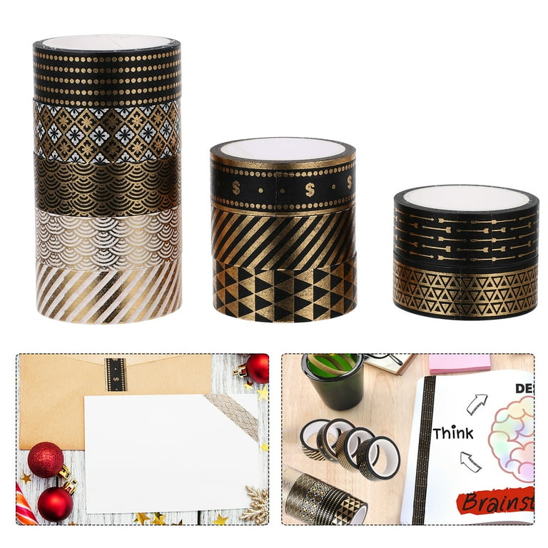 YUBX 60 Rolls Skinny Washi Tape Set Gold Foil Masking Basic Patterns  Decorative Tapes