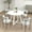 White+Multi, variant on 5 Meal Table - Round Trestle And 4 Chic Boucle Seats Contemporary Food Dining With Chairs
