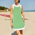 thumbnail image 5 of Summer Outfits for Women 2 Piece Set Casual Color Block Crewneck Sleeveless Tank Tops Matching Shorts with Pockets Trendy Going Out Sets Light Green XXL, 5 of 6
