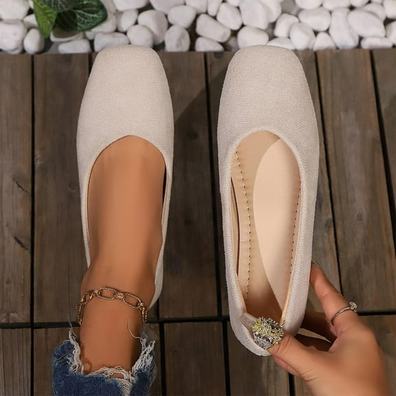 Tawop Women Shoes Casual Flat Women's Shoes Round Toe Square Toe Loafers Retro Versatile