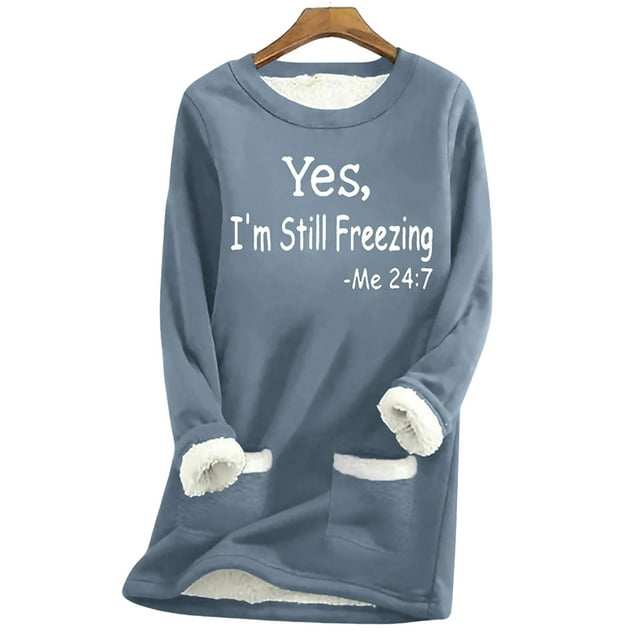 Fashnice Ladies T-shirt Letter Printed Pullover Crew Neck Sweatshirt Warm Fall Tops Hailan With Letters XL