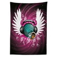 thumbnail image 3 of Ambesonne Popstar Party Tablecloth Rectangular Table Cover, Disco Ball Music, 60"x84", Magenta Black and Teal, 3 of 4