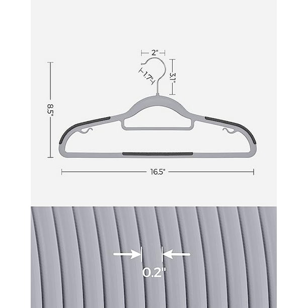 Nvzi Pack of 10 Coat Hangers, Heavy-Duty Plastic Hangers with Non-Slip  Design, Space-Saving Clothes Hangers, 16.5 Inches Wide, 360° Swivel Hook,  Gray