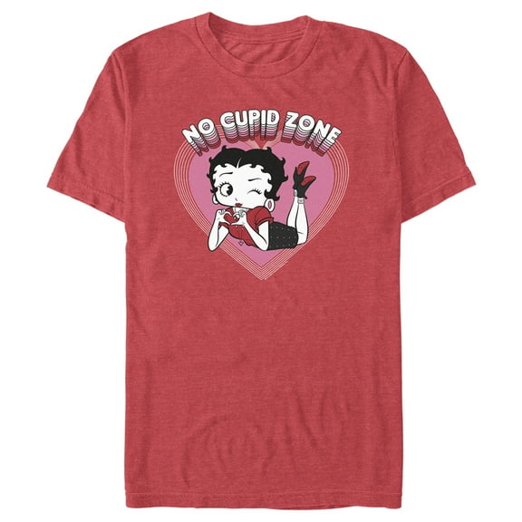 Men's Betty Boop No Cupid Zone  Graphic Tee Red Heather 2X Large