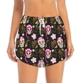 thumbnail image 2 of Daiia Skull Daisy Pattern Women's 2 in 1 Running Shorts - Lightweight Athletic Workout Gym Yoga Shorts Liner with Phone Pockets-Large, 2 of 7