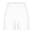 thumbnail image 6 of FAKKDUK Womens Shorts Casual Stretch Twill High Waist Bermuda Shorts with Pockets Loose Fit Comfy Summer Lounge Chino Short Womens Cute Dressy Beach Hot Shorts, L&White, 6 of 7