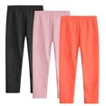 thumbnail image 3 of Jinhomg 3 Pack Girls Leggings Casual Solid Color Lounge Pants Lightweight Comfy Ankle Length Elastic Waist Pant Daily Wear Orange 3 Years, 3 of 10