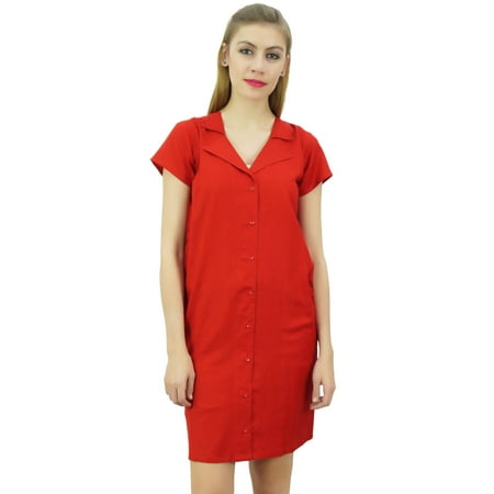 

Bimba Womens Red Long Shirt Getting Ready Buttondown Night Sleepdress-18