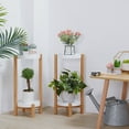 thumbnail image 2 of FATIVO Corner 2-Tier Bamboo Plant Stand Flower Pot Nordic Style White Shelves Pack of 2, 2 of 5