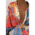 thumbnail image 2 of Scarf Print Button Design Long Sleeve Shirt Dress, 2 of 3