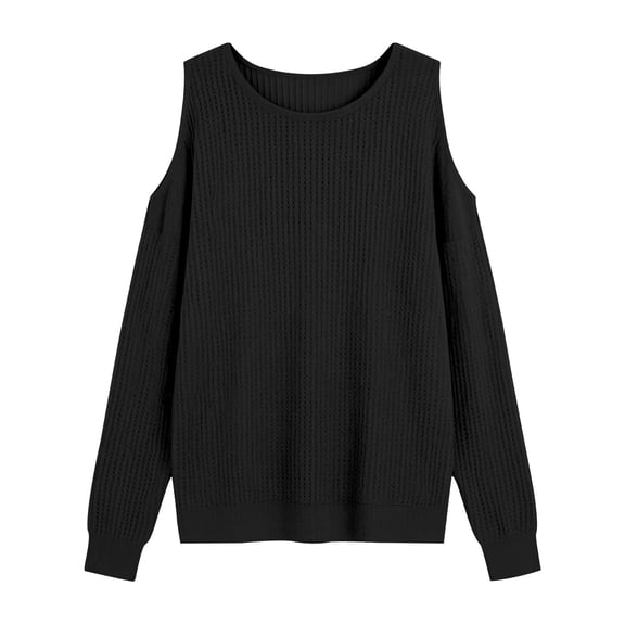 Long Sleeve Shirts for Women Cold Shoulder Round Neck Top with Cutout Detail and Relaxed Fit Womens Tops Dressy Casual