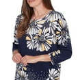 thumbnail image 4 of Alfred Dunner Womens Petite Embellished Daisy Crew Neck Sweater, 4 of 4