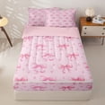 thumbnail image 2 of Homewish Pink Bow Star Zipper Twin Comforter Sets with Fitted Sheet and 2 Pillowcases for Girls, Dreamy Princess Theme Zipper Bedding Set, Pink Reversible, 4-Piece, 2 of 6