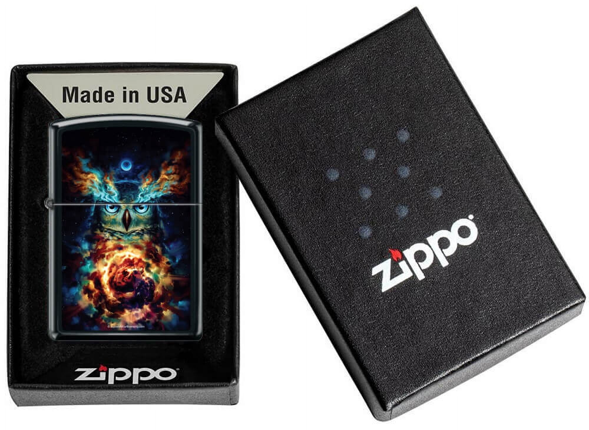 Aurowla Owl by JoJoe Black Matte Zippo Lighter