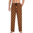 thumbnail image 4 of Top-kevin Orange Black Buffalo Plaid Men's Pajama Pants, Casual Men Pajama Bottoms, 4 of 7