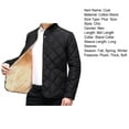 thumbnail image 7 of comerut Men Winter Fall Coat Thick Plush Padded Stand Collar Neck Protection Warm Long Sleeve Pure Color Plus Size Soft Single-breasted Pockets Cardigan Jacket, 7 of 7