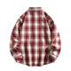 thumbnail image 3 of Camisas de los Hombres de Manga Larga Casual Vintage Comprobar Cuadrado Botón Abajo Cuello de Solapa Poliéster Blusa Primavera Otoño Partido Playa, 3 of 3