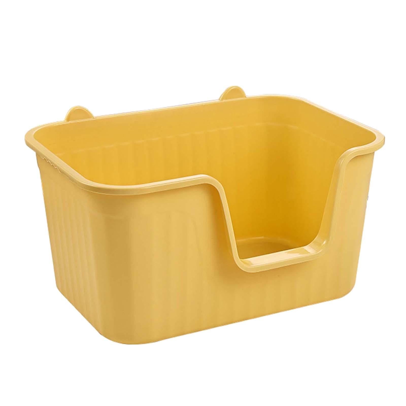 Fzaqwen Cat Litter Box Easy to Clean Anti Splashing for All Kinds of Cat Litter Open Top Yellow Large